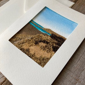 COASTAL SCENERY, piccolo acquerello tattile incorniciato in biglietto regalo, acquerello staccabile, acquerello tattile, personalizzabile.