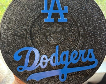 Los Angeles Dodgers Aztec Calendar Sign MLB Wall Art Man Cave