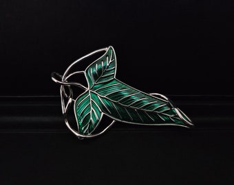 Broche feuille verte Broche feuilles de lorien Épingle elfique Cadeaux de mariage Bijoux de mariage