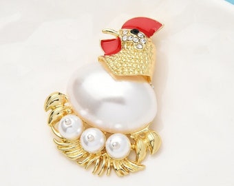 Broche mignonne en perles de poulet et d'œufs pour femmes, broche de poule en émail, cadeaux