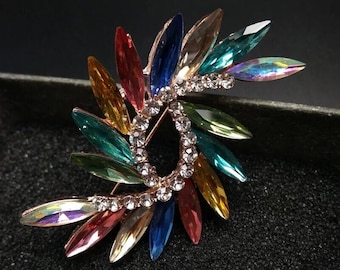 Colorful Crystal Brooch For Women Spring Simple Design Fashion Jewelry Wedding Accessories