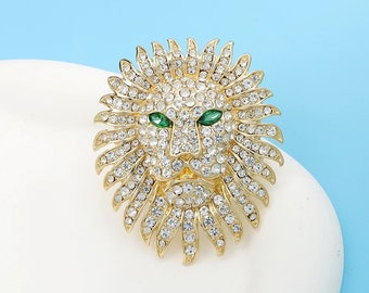 Broche Lion en strass, accessoires de robe pour manteau, bijoux unisexes pour femmes et hommes