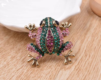 Beautiful Frog Brooches for Women Animal Pin Rhinestone Jewelry High Quality