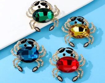 Crystal Crab Brooch For Women Animal Brooch