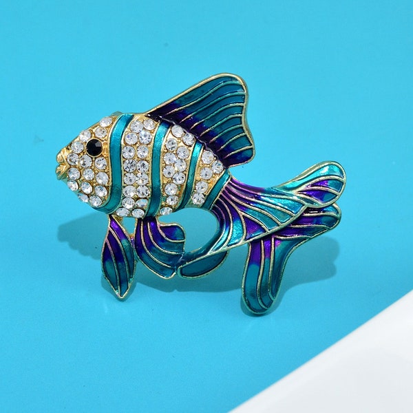 Colorful Tropical Fish Brooches for Animal Pin Rhinestone Shining Accessories