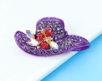 Broche chapeau en strass pour femme mode épingles de manteau d'hiver accessoires de mariage de haute qualité