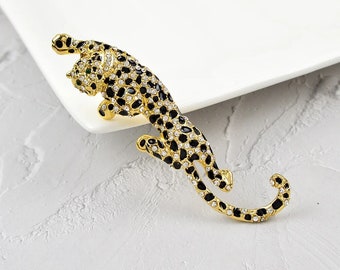 Rhinestone Leopard Brooch Women And Men Unisex Animal Pin