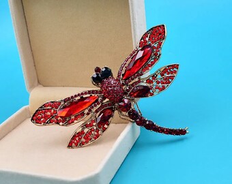Rhinestone Large Dragonfly Brooch For Women Vintage Coat Brooch Pin Insect Jewelry