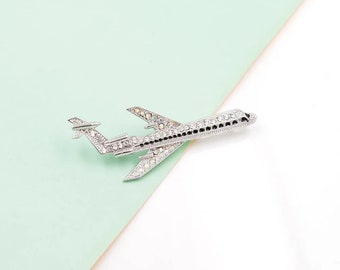 Rhinestone Airplane Brooches For Women Coat Accessories Fashion Pin