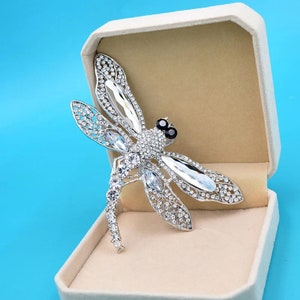 Strass Große Libelle Brosche Für Frauen Vintage Mantel Brosche Pin Insekt Schmuck Weiß