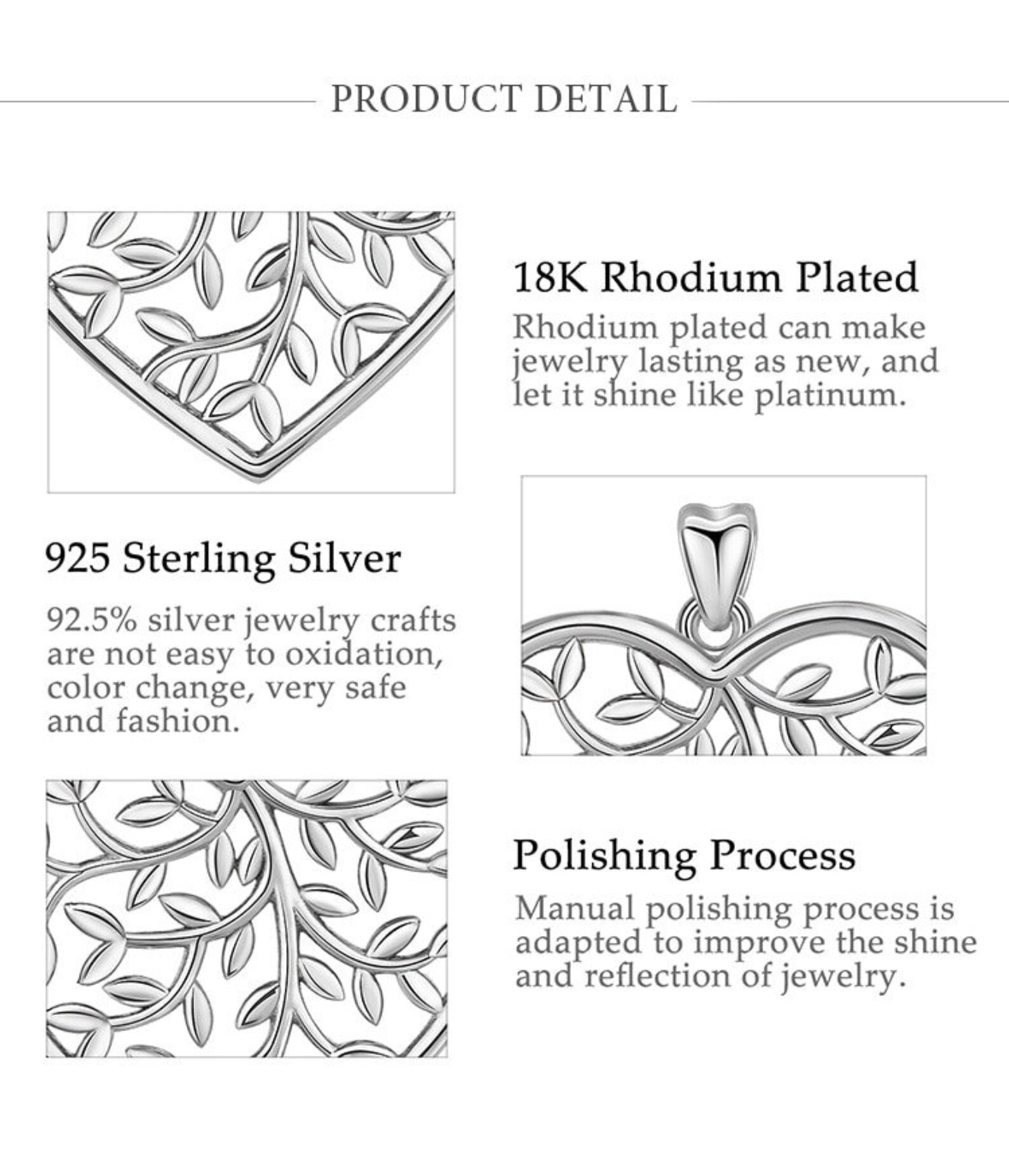 925 Sterling Silver Good Luck Tree of Life Olive Leaf Pendant Etsy