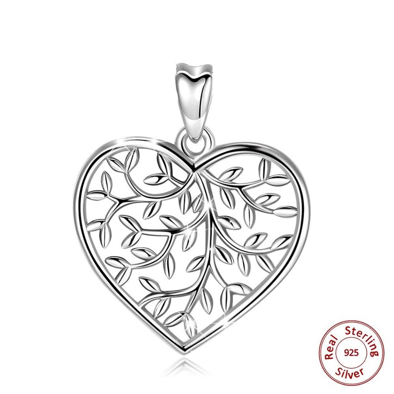 925 Sterling Silver Good Luck Tree of Life Olive Leaf Pendant Etsy