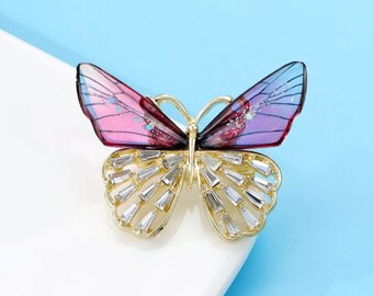 Transparent Wing Butterfly Brooch For Women Spring Design Fashion Insect Pin