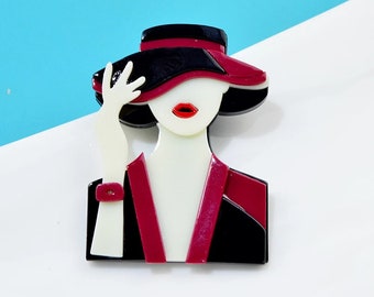 Figure Lady Brooch Pins For Women Girl Acrylic Cute Cartoon Brooches