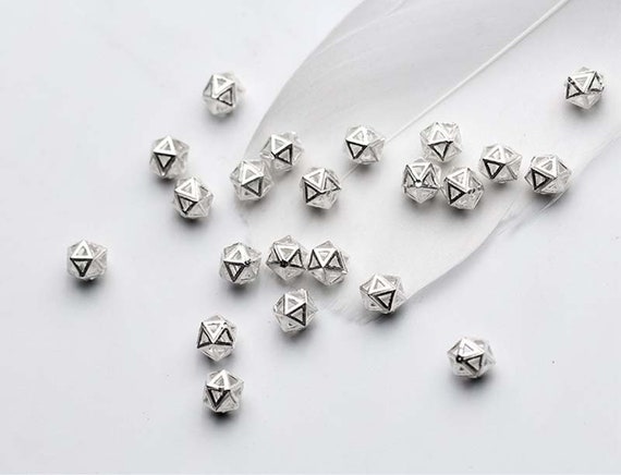 2 Pcs 8x8MM Sterling Silver Floral Tube Spacer Beads for Jewelry Making 63998-2134
