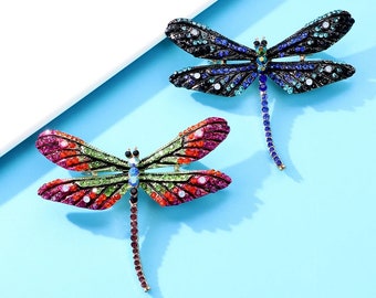 Rhinestone Enamel Dragonfly Brooch For Women Colorful Insect Pin