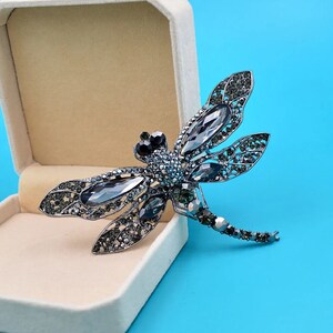 Strass Große Libelle Brosche Für Frauen Vintage Mantel Brosche Pin Insekt Schmuck Grau