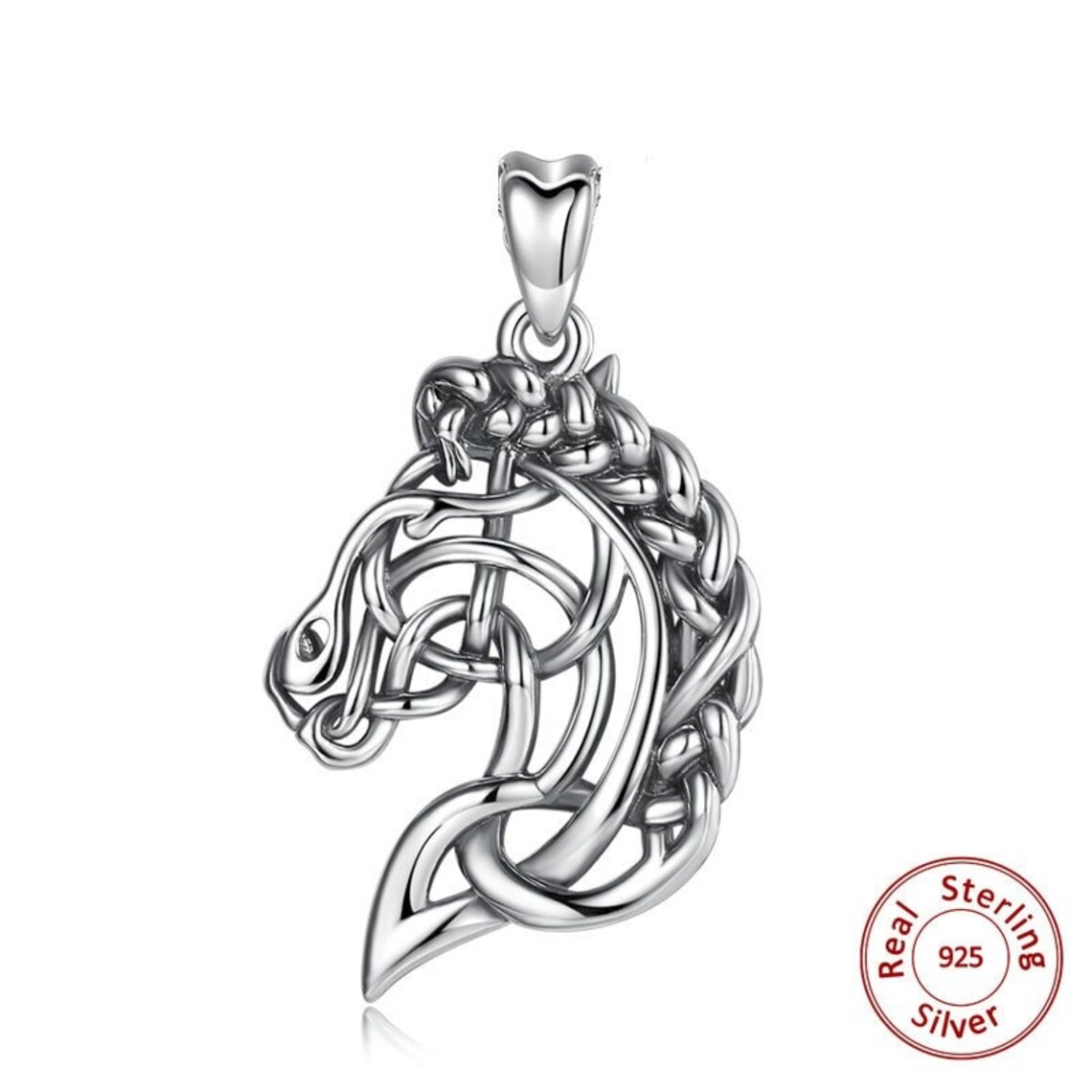 925 Sterling Silver Horse Pendant Celtics Knot Spirit Horse Etsy