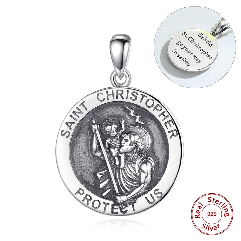 925 Sterling Silver Polished Saint Christopher Medal Charm Pendant 30mm x 21mm 925 Sterling Silver Polished Saint Christopher Medal Charm Pendant 30mm x 21mm