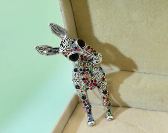 Rhinestone Donkey Brooch Women And Men Fashion Unisex Animal Pin Funny Cute Big Cartoon Kid Gifts