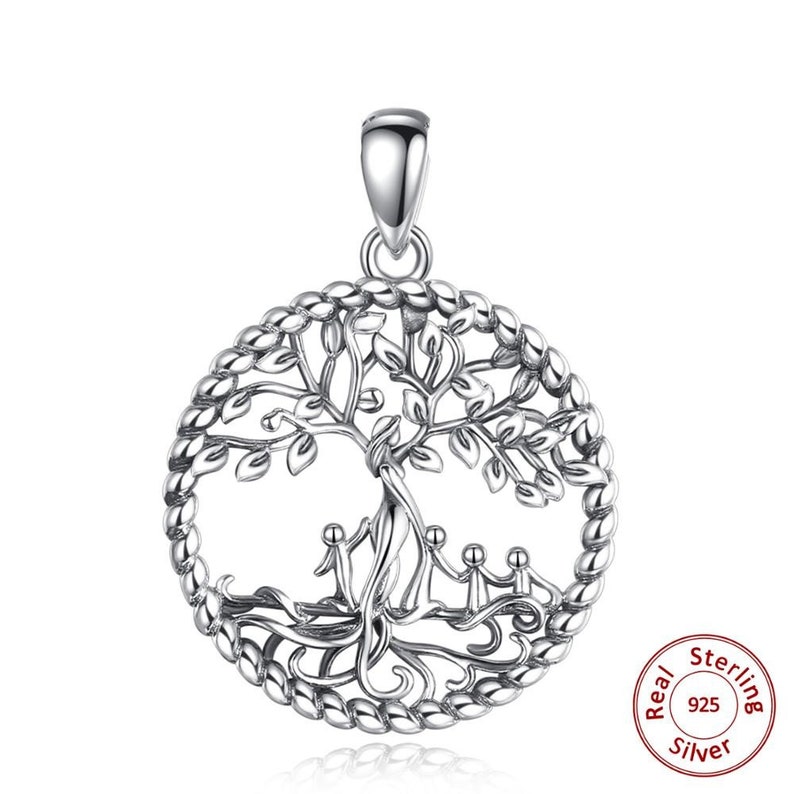 Sterling Silver Tree of Life Women and four cute baby style Pendant with box Jewelry Gift for Grandma mom