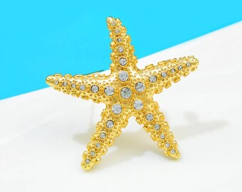 Rhinestone Starfish Brooch Sea Animal Pin Brooch