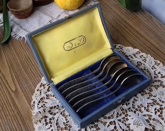 Vintage USSR Melchior Tea Spoons Set: German Silver Cutlery in Original Box