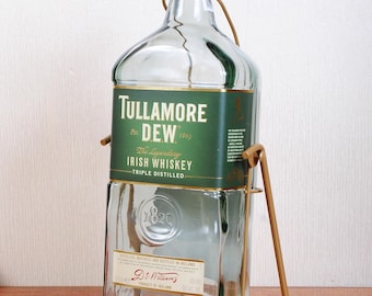 Empty Tullamore Dew Bottle on Metal Stand: Crafting Display