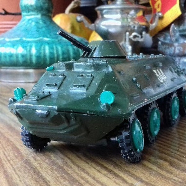 Made in USSR 1/35 diecast metal model of Soviet war car metal military armored vehicle BTR-60 (БТР). Great quality model tank.