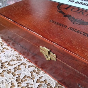 Big empty wooden vintage Carlos Torano cigar box For Your Crafts And Unique Packaging, box for small items, vintage wooden jewerly box