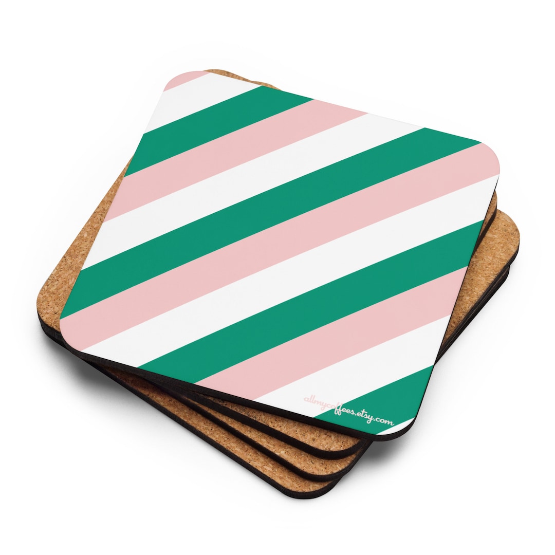 Preppy Gift Pink and Green Coasters Etsy