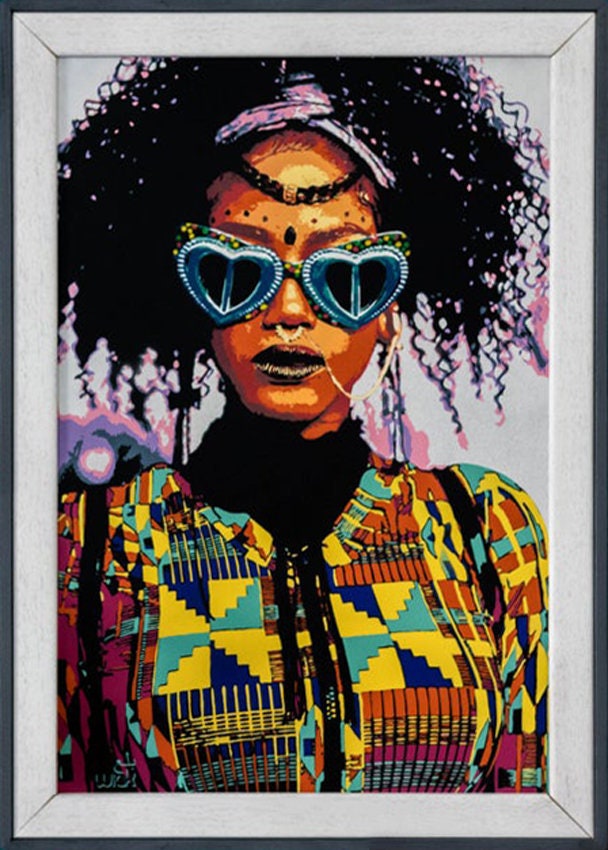 Peinture Acrylique Femme D Afrique Afro Punk Pixel Portrait Pop Art Style Street Décoration Maison C