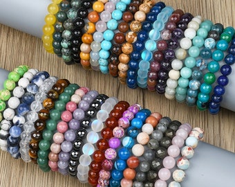 Handmade Multi Gemstone Beaded Bracelet: Boho Healing Crystal Stone Jewelry