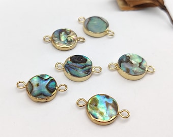 Gold Plated Abalone Shell Connector: Rainbow Charm (12mm)