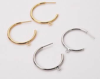 Gold/Silver Plated Hoop Earring Findings: DIY Jewelry Making, With Closed Jump Ring