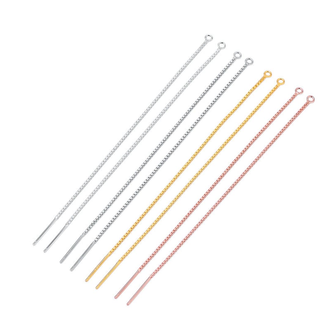10pcs Sterling Silver Box Chain Threader Earrings: Gold, Rose Gold ...