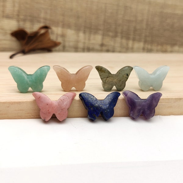 Natural Gemstone Butterfly Pendant Beads Top Side Drilled Crystal Stone Butterfly Amazonite Amethyst Labradorite Lapis Aquamarine Jewelry