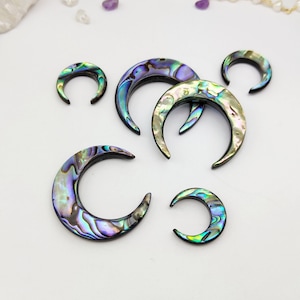 Cabochões de contas de concha de abalone arco-íris, lua crescente, concha do mar, concha de praia, joias com pedras preciosas, artesanato faça você mesmo
