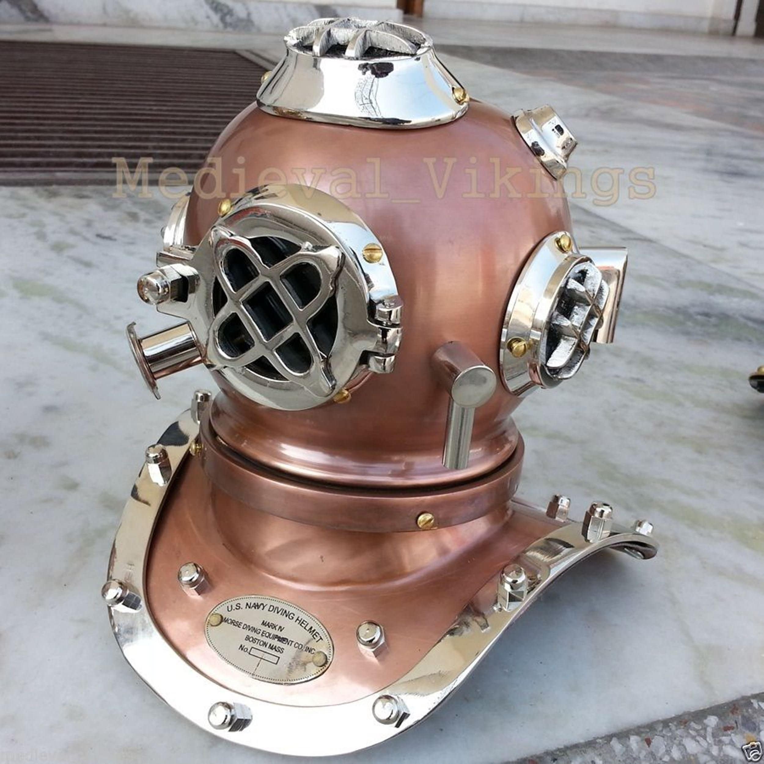 Antique Brass Scuba Mini Diving Divers Helmet US Navy Mark V Solid Steel Vintage 
