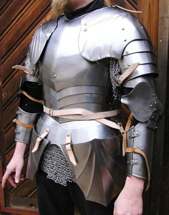Medieval Warrior Templar Knightly Leather Half Gauntlets Armor LARP Cosplay SCA 