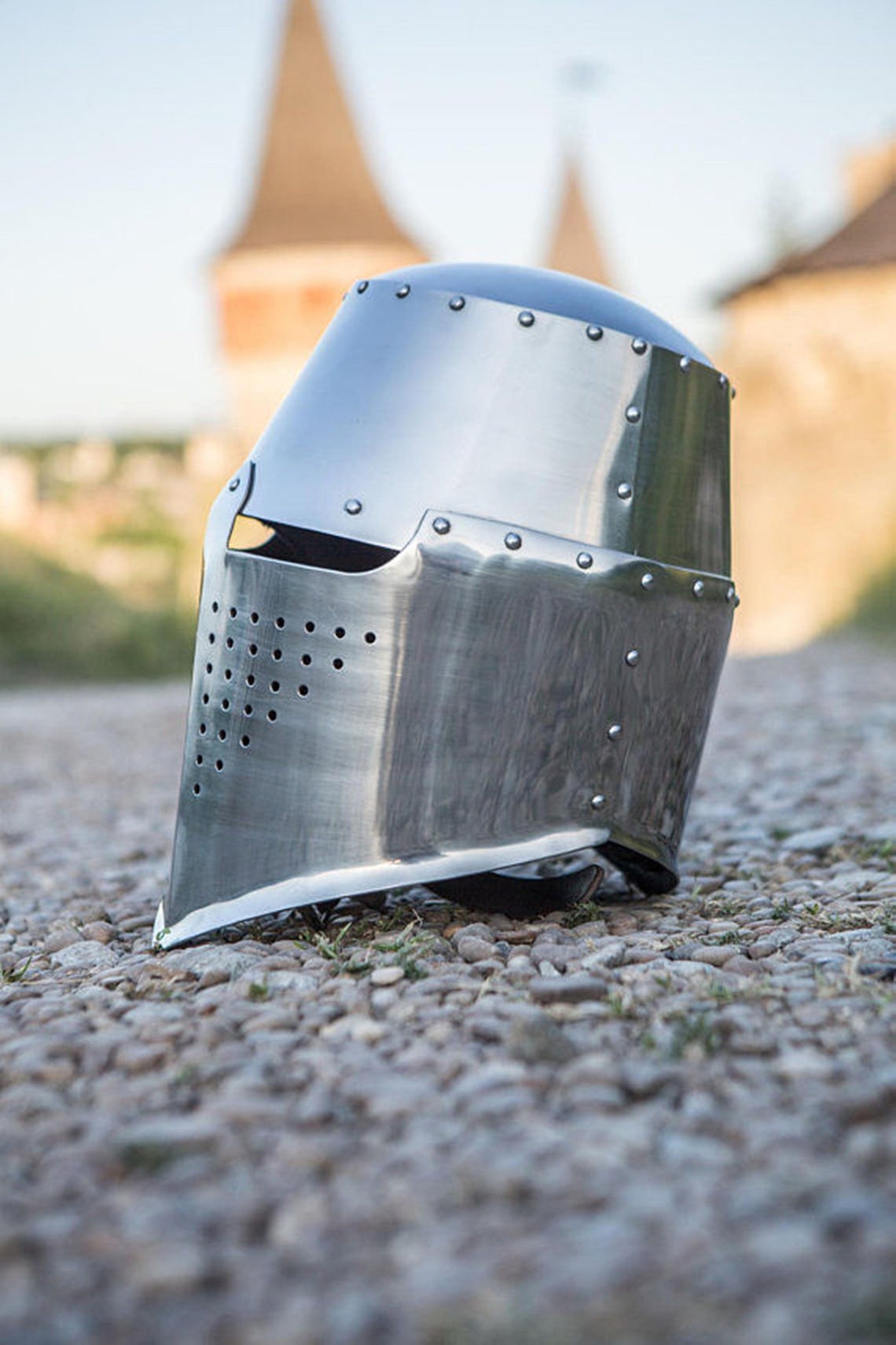 Medieval Crusader Helmet Bucket Helmet Etsy
