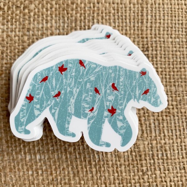 Bear with Birch Trees and Birds