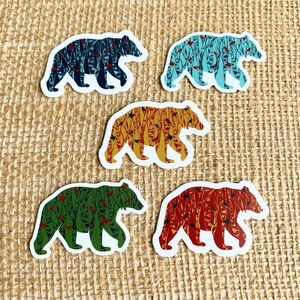 Beren met berkenbomen en vogels Stickers -- Mini Beren Stickers -- Mini Beren en Bomen en Vogels Stickers