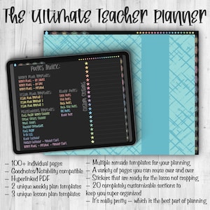 DIGITAL TEACHER PLANNER -- Dark Paper Teacher Planner -- Teacher Planner GoodNotes -- Teacher Planner Notability -- Digital Teacher Planner