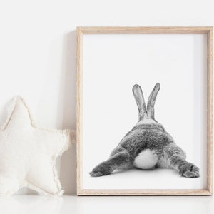 Bunny&#39;s Back, Bunny Butt, Rabbit Print, Baby Animal, Bunny Tail, Bunny Face, Woodland Nursery Decor, Nursery Animals, Kids Printable Art