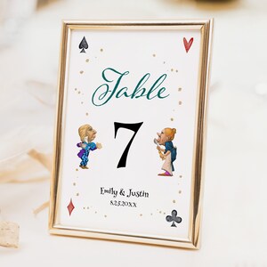 Alice in Wonderland Table Numbers Template, Printable Wonderland Table Numbers, 4x6 and 5x7 Wedding Table Numbers, Instant Download Alice