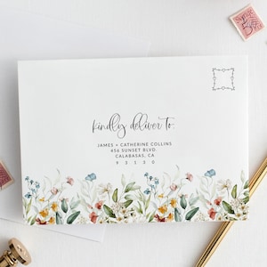 Wildflower Wedding Envelope Addressing Template, Floral Envelope Address Template, Wedding Envelope Address, Editable Envelope Corjl CALLA