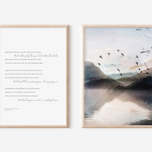 Set of 2 Prints, When You are Old, W.B. Yeats, Poetry Print, Valentines Poem, Landscape Wall Art, Wedding Poem Print, Poetry Nature Quote