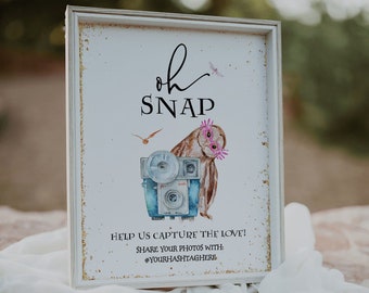 Wizard themed Oh Snap Wedding Hashtag Sign, Magical Wedding Instagram Sign, Wedding Hashtag Sign, Corjl Instant Download Hermione