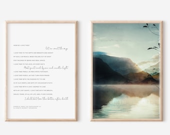 Set of 2 Prints, Sonnets from the Portuguese 43, Elizabeth Barrett Browning , How do I Love Thee, Wedding Poem Print, Poetry Nature Quote